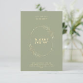 Invitation Élégant Monogram Sage Gold Boho Mariage (Debout devant)