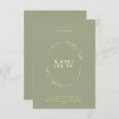 Invitation Élégant Monogram Sage Gold Boho Mariage (Devant / Derrière)