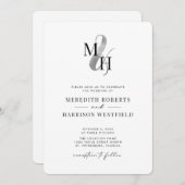 Invitation Élégant Monogram Silver Ampersand QR Code Mariage (Devant / Derrière)