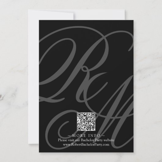 Invitation Élégant Monogrammé avec code QR Bacherlor Party (Dos)