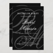 Invitation Élégant Monogrammé avec code QR Bacherlor Party (Devant / Derrière)