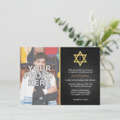 Invitation Élégant Monogramme Bar Mitzvah avec photo (Debout devant)