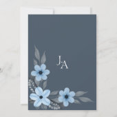 Invitation Élégant Monogramme Botanique Bleu de Mariage (Dos)