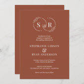 Invitation Élégant Monogramme Burnt Orange Terracotta Mariage (Devant / Derrière)