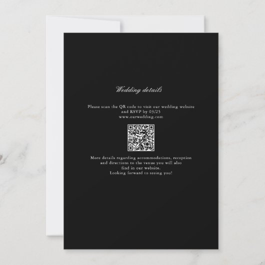 Invitation Élégant | Monogramme classique Mariage de code QR (Dos)