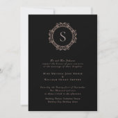 Invitation Élégant Monogramme Copper Blush Mariage noir (Devant)
