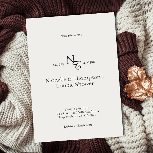 Invitation Élégant Monogramme Couple Douche nuptiale Invitati