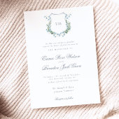 Invitation Élégant Monogramme Crest Mariage officiel