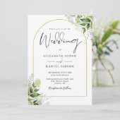 Invitation Élégant Monogramme d'Arche de Mariage en Vert Rust (Debout devant)