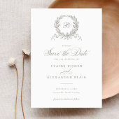 Invitation Élégant monogramme de couronne de chêne d'Olive En