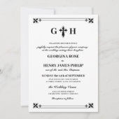 Invitation Élégant Monogramme de Croix Décoratif Traditionnel (Devant)