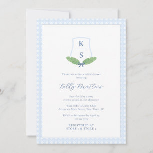 Invitation Élégant Monogramme de Feuille de Palmier pour Baby