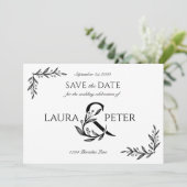 Invitation Élégant monogramme de mariage à l'ampersande fleur (Debout devant)