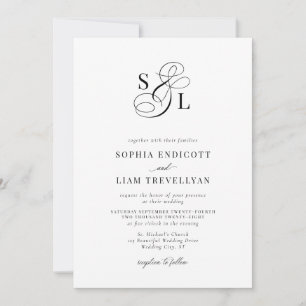 Invitation Élégant Monogramme de Mariage Formel