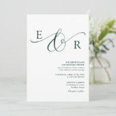 Invitation Élégant Monogramme de Mariage Vert Émeraude Script (Debout devant)