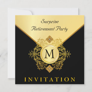 Invitation Élégant Monogramme d'or noir Occasion spéciale