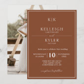 Invitation Élégant Monogramme en terre cuite Mariage photo (Devant / Derrière)