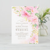 Invitation Élégant Monogramme Floral Aquarelle Botanique Rose (Debout devant)