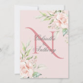 Invitation Élégant Monogramme Floral Mariage rose initial (Devant)