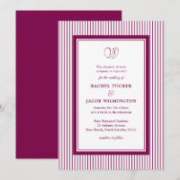 Élégant Monogramme Forêt Rouge à Rayures Mariage