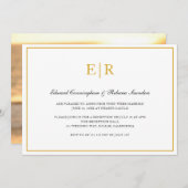 Invitation Elégant Monogramme Formal Gold Mariage Réception (Devant / Derrière)