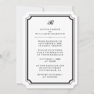 Invitation Élégant Monogramme Formal Post Mariage Réception