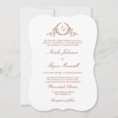 Invitation Élégant Monogramme Forme Mariage en terre cuite fo (Devant)