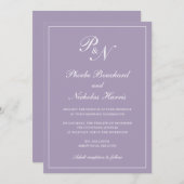 Invitation Élégant Monogramme Formel Dusty Purple Mariage (Devant / Derrière)