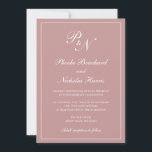 Invitation Élégant Monogramme formel Dusty Rose Mariage rose<br><div class="desc">Faire-part de mariage rose rose de style classique avec un design simple et classique avec vos deux monogrammes initiaux et vos noms dans une calligraphie élégante à l'intérieur d'une mince bordure. Tous les éléments de conception peuvent être modifiés dans l'outil d'édition de conception. Ces invitations de mariage élégantes sont parfaites...</div>