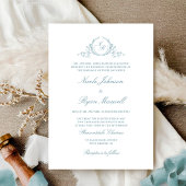 Invitation Élégant Monogramme Formel Mariage de verre de mer