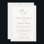 Invitation Élégant Monogramme Formel Mariage Or Traditionnel<br><div class="desc">Faire-part de mariage en faux or de style traditionnel avec un design simple et classique avec vos deux monogrammes initiaux et vos noms dans une calligraphie élégante à l'intérieur d'une mince bordure. Tous les éléments de conception peuvent être modifiés dans l'outil d'édition de conception. Ces invitations de mariage élégantes sont...</div>