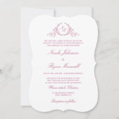 Invitation Élégant Monogramme Formel Mauve Mariage rose (Devant)