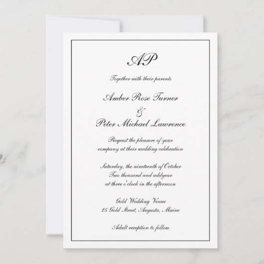 Invitation Élégant Monogramme Formel Tout en un Mariage (Devant)