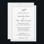 Invitation Élégant Monogramme Formel Tout en un Mariage<br><div class="desc">Style traditionnel All In One Faire-part de mariage avec un design simple en noir et blanc classique avec votre monogramme en haut avec vos détails mariages dans un script élégant entouré d'une bordure. La couleur peut être changée en n'importe quelle couleur en cliquant sur le bouton "personnaliser". Le dos a...</div>