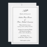 Invitation Élégant Monogramme Formel Tout en un Mariage<br><div class="desc">Style traditionnel All In One Faire-part de mariage avec un design simple en noir et blanc classique avec votre monogramme en haut avec vos détails mariages dans un script élégant entouré d'une bordure. La couleur peut être changée en n'importe quelle couleur en cliquant sur le bouton "personnaliser". Le dos a...</div>