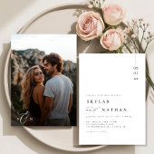 Invitation Élégant Monogramme Full Bleed Photo Budget Mariage