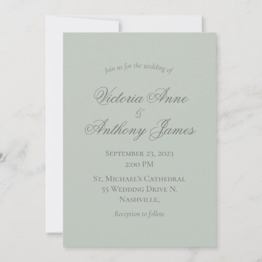 Invitation Élégant Monogramme initial Sage Mariage vert (Dos)