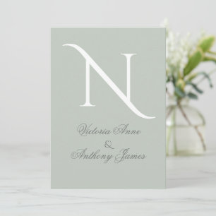 Invitation Élégant Monogramme initial Sage Mariage vert