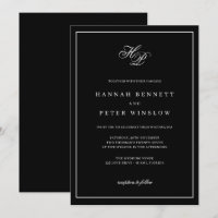 Élégant Monogramme Initiales Black Frame Mariage