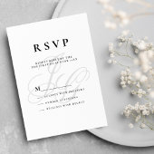 Invitation Élégant monogramme initiales noir blanc RSVP