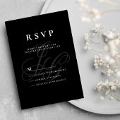 Invitation Élégant monogramme initiales noir blanc RSVP
