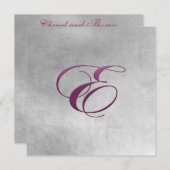 Invitation Élégant Monogramme Invitation-Eggplant Purple E (Devant / Derrière)