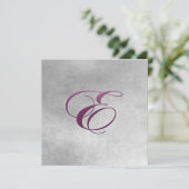 Invitation Élégant Monogramme Invitation-Eggplant Purple E (Debout devant)