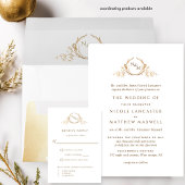 Invitation Élégant Monogramme jaune doré Mariage officiel