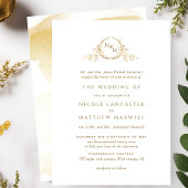 Invitation Élégant Monogramme jaune doré Mariage officiel
