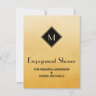 Invitation Elégant Monogramme Jaune et Or Fiançailles Douche