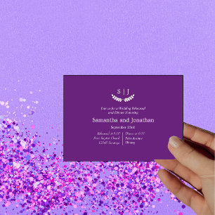 Invitation Élégant Monogramme Joyau violet répétition de ton