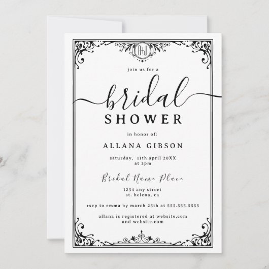 Invitation Élégant Monogramme Jusqu'à la mort Do Us Part Taro (Devant)