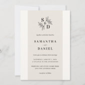 Invitation Élégant monogramme léger à mariage neutre en ivoir (Devant)