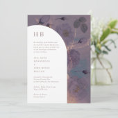 Invitation Elégant Monogramme Lumineux Boho Arc Floral (Debout devant)